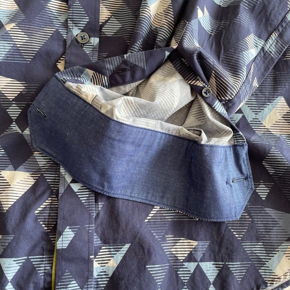 Bugatchi Shirt - Multi-shade Blue Pattern - Medium - Classic Fit - Picture 2 of 5